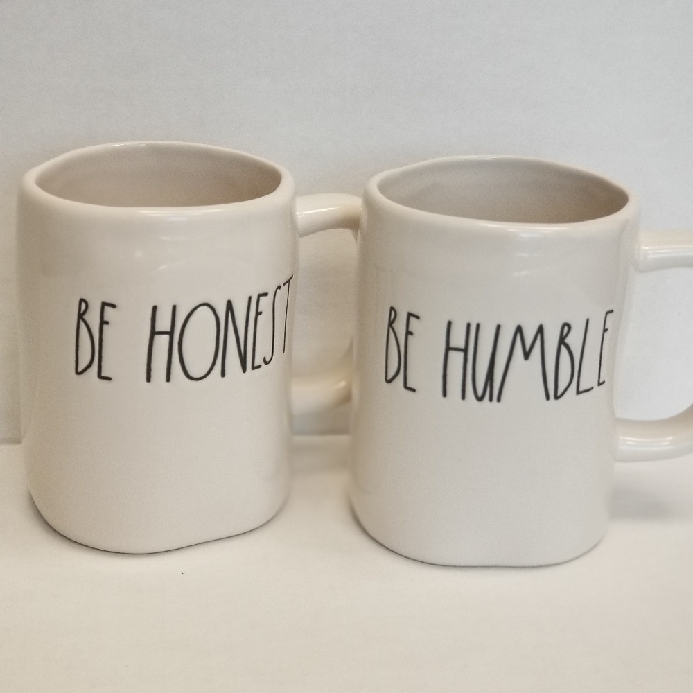 RAE DUNN MAGENTA BE HONEST & BE HUMBLE COFFEE MUGS